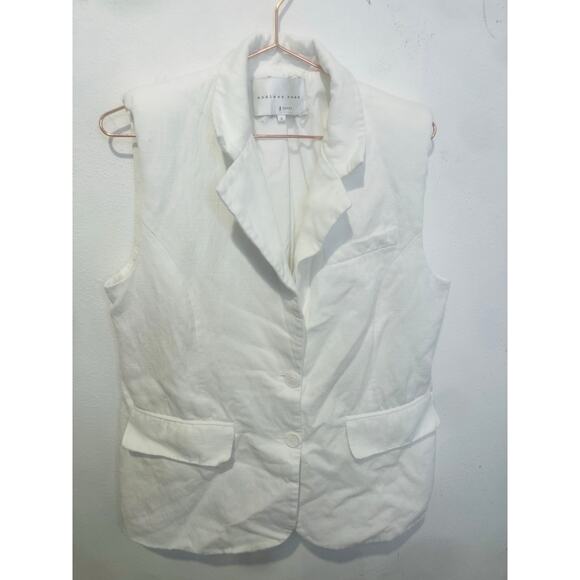ENDLESS ROSE White Linen Oversized Fit Sleeveless Shoulder Pad Vest Size Small - Picture 5 of 10